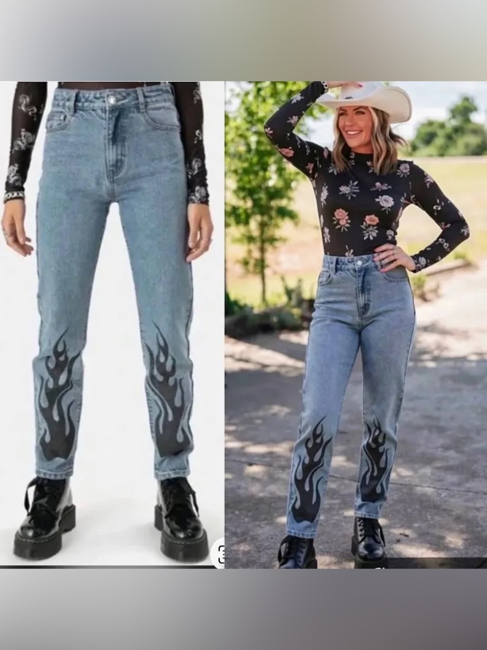 Adika Flame Graphic Mom Jeans